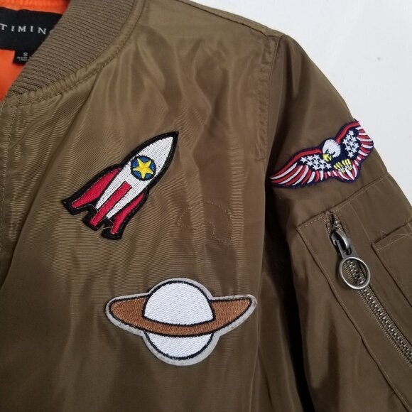 Timing Army Green Handmade Patched Bomber Jacket - Picture 7 of 15